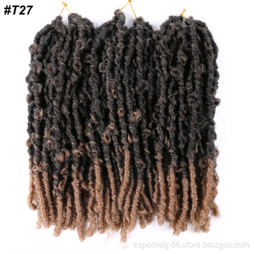 14inch Butterfly Faux Goddess Locs Synthetic Crochet Braids Hair Extensions 20 Strands/pack Natural Black Curly Braiding Hair